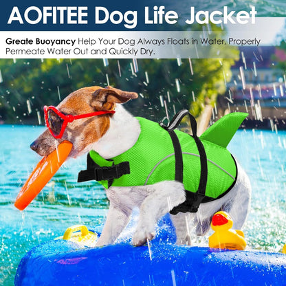 Dog Life Vest Swimming, Small Dog Life Jacket, High Flotation Dog Swim Vest with Rescue Handle, Reflective Dog Swimming Vest Swimsuit, Dog Life Preserver for Small Medium Dogs