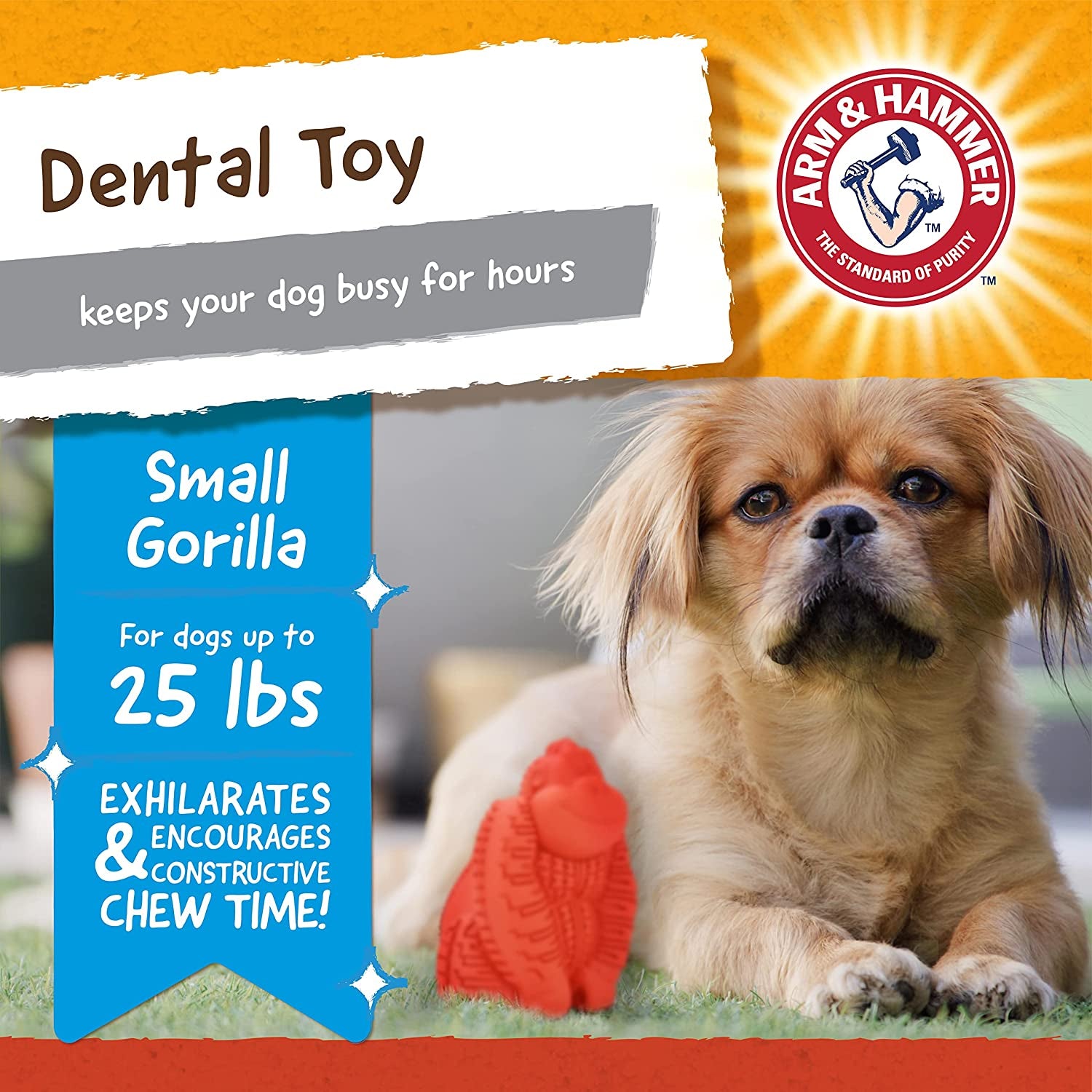 for Pets Super Treadz Mini Gorilla Dental Chew Toy for Dogs | Dog Dental Chew Toys Reduce Plaque & Tartar Buildup without Brushing | for Dogs up to 25 Lbs, Small (1 Count)