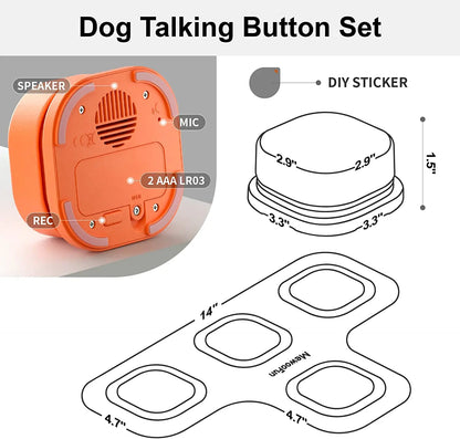 Dog Button Set with Mat & Stickers Pets Talk Trainable and Recordable Communication Vocalised Voice Toy Clicker