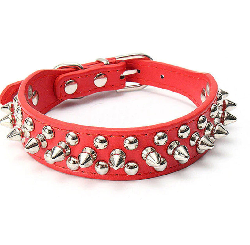 Spiked Studded Leather Dog Collar Rivets Pet Small Large Cat Pit Bull Adjustable