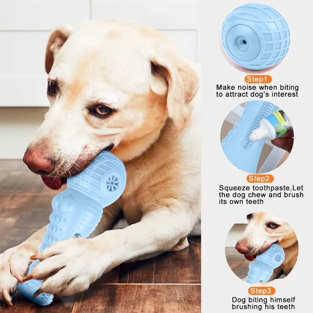 Dog Chew Toys for Aggressive Chewers, Indestructible Tough Puppy Teeth Cleaning Chews, Durable Interactive Squeaky Dog Chew Toy for for Small Meduium Large Breed, Blue